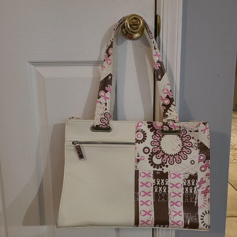 Soren - Stitched In Style Vinyl Breast Cancer Ribbon Tote - Never used